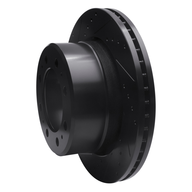 Dodge Ram 2500 Brake Rotor (1) - Rear Left - R1 Concepts - Drilled & Slotted - Black - `09-`25